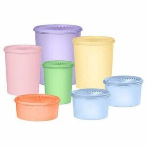 Tupperware 14-Piece Heritage Sheer Canister Collection Multicolor Brand New